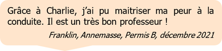 Avis d'un candidat au permis dans l' Auto Ecole CFCR VINDRET...